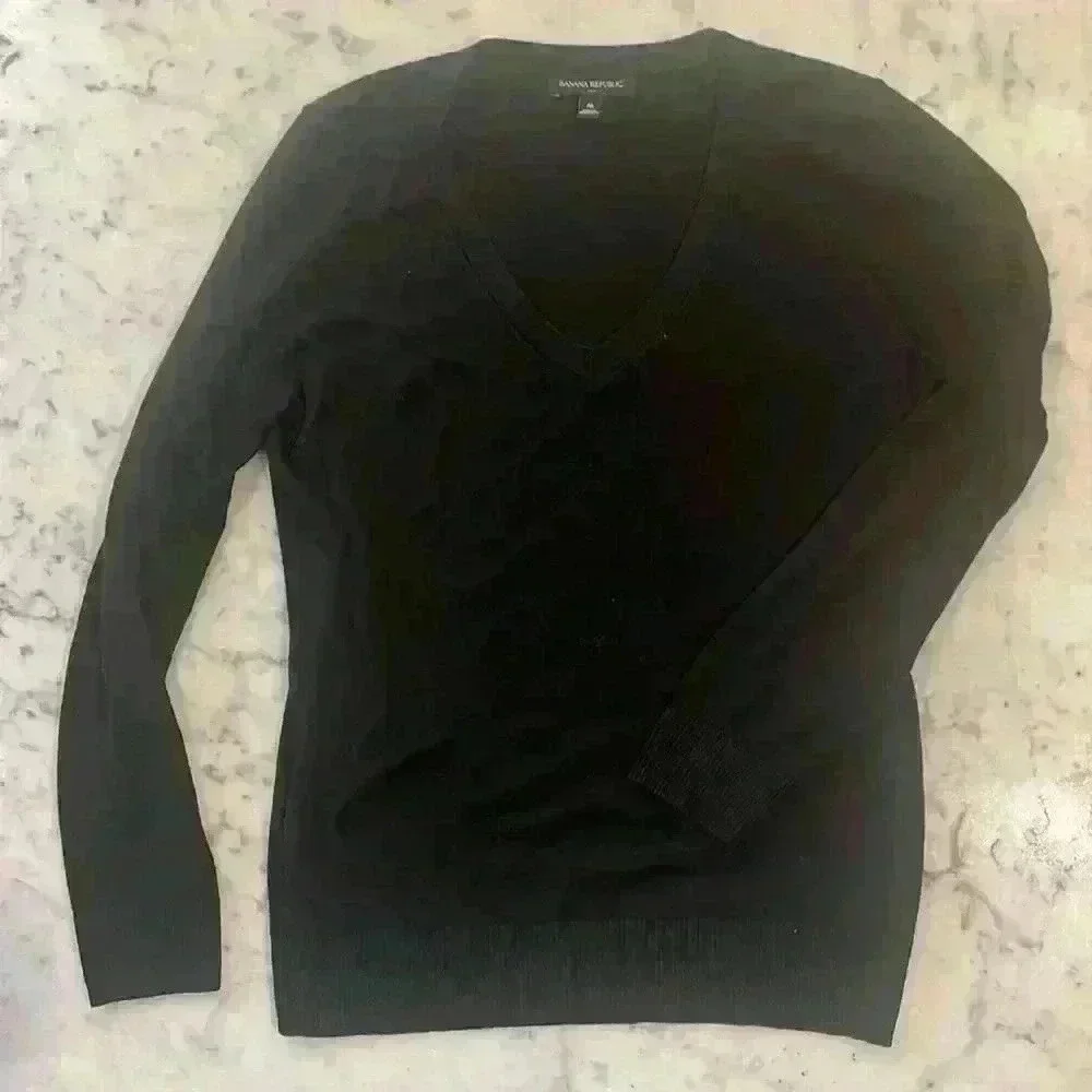 Black V-neck, Banana Republic knit sweater size medium